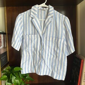 Everlane Light Blue Striped Linen Shirt